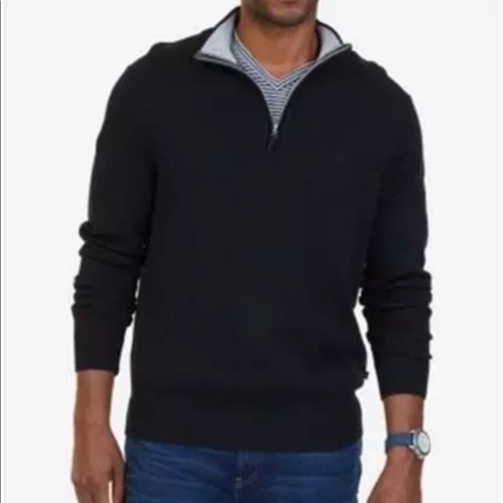 NWT Nautica True Black 1/4 Zip Pullover Sweater